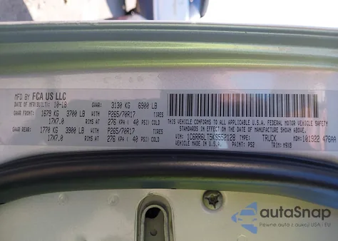 2019 Ram 1500 Classic Slt 4X2 5'7 Box из США, поврежденный, VIN 1C6RR6LT5KS552128